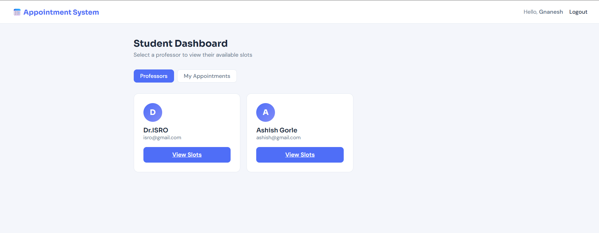 Appointment System screenshot